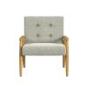 Accent Chair, Soft Light Gray Fabric Seat, Button Tufted Backrest