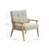 Accent Chair, Soft Light Gray Fabric Seat, Button Tufted Backrest