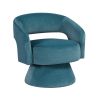 Lessa Swivel Accent Chair, Teal Blue, Round Base, Soft Foam Cushion