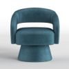 Lessa Swivel Accent Chair, Teal Blue, Round Base, Soft Foam Cushion