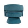 Lessa Swivel Accent Chair, Teal Blue, Round Base, Soft Foam Cushion