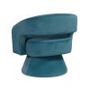 Lessa Swivel Accent Chair, Teal Blue, Round Base, Soft Foam Cushion