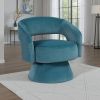 Lessa Swivel Accent Chair, Teal Blue, Round Base, Soft Foam Cushion