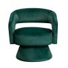 Lessa Swivel Accent Chair, Emrald Green, Round Base, Soft Foam Cushion
