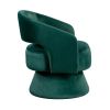 Lessa Swivel Accent Chair, Emrald Green, Round Base, Soft Foam Cushion