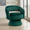 Lessa Swivel Accent Chair, Emrald Green, Round Base, Soft Foam Cushion