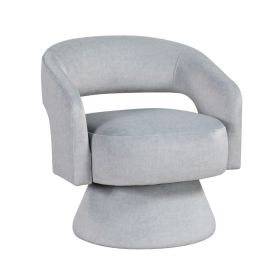 Lessa Swivel Accent Chair, Light Gray, Round Base, Soft Foam Cushion