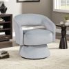 Lessa Swivel Accent Chair, Light Gray, Round Base, Soft Foam Cushion