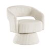 Rayne Swivel Accent Chair, Ivory Corduroy, Round Metal Swivel Base