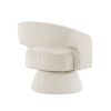 Rayne Swivel Accent Chair, Ivory Corduroy, Round Metal Swivel Base
