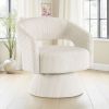 Rayne Swivel Accent Chair, Ivory Corduroy, Round Metal Swivel Base