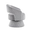 Rayne Swivel Accent Chair, Gray Corduroy, Round Metal Swivel Base