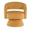 Rayne Swivel Accent Chair, Yellow Corduroy, Round Metal Swivel Base
