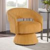 Rayne Swivel Accent Chair, Yellow Corduroy, Round Metal Swivel Base