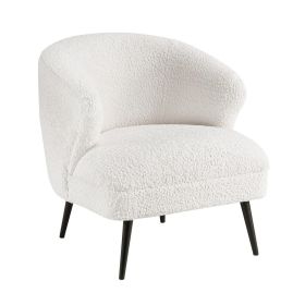 Neda Accent Chair, Soft Beige Boucle, Curved Barrel Back