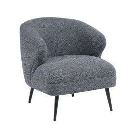 Neda Accent Chair, Soft Dark Gray Boucle, Curved Barrel Back