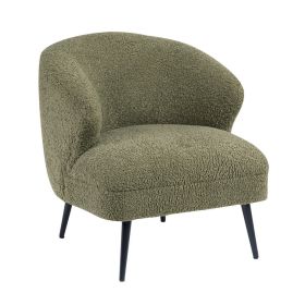Neda Accent Chair, Soft Sage Green Boucle, Curved Barrel Back
