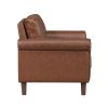 Lo Accent Chair w Rolled Arms, Mid Century Dark Brown Faux Leather