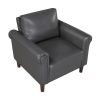 Lo Accent Chair w Rolled Arms, Midcentury Dark Gray Faux Leather