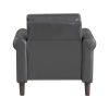 Lo Accent Chair w Rolled Arms, Midcentury Dark Gray Faux Leather