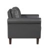 Lo Accent Chair w Rolled Arms, Midcentury Dark Gray Faux Leather