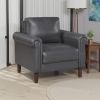 Lo Accent Chair w Rolled Arms, Midcentury Dark Gray Faux Leather