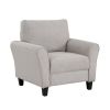 Leroi Accent Chair, 37 Inch, Gray Fabric and Round Flared Armrests