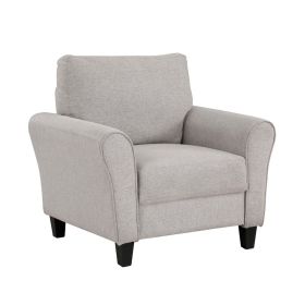 Leroi Accent Chair, 37 Inch, Gray Fabric and Round Flared Armrests