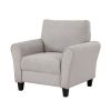Leroi Accent Chair, 37 Inch, Gray Fabric and Round Flared Armrests