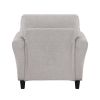 Leroi Accent Chair, 37 Inch, Gray Fabric and Round Flared Armrests