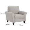 Leroi Accent Chair, 37 Inch, Gray Fabric and Round Flared Armrests