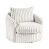 Goro Round Swivel Accent Chair, 39 Inch, Beige Corduroy