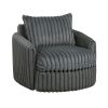 Goro Round Swivel Accent Chair, 39 Inch, Gray Corduroy