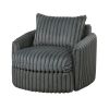 Goro Round Swivel Accent Chair, 39 Inch, Gray Corduroy