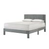Cery Full Size Platform Bed, Light Gray Upholstery, Textured Headboard