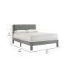 Cery Full Size Platform Bed, Light Gray Upholstery, Textured Headboard