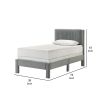 Cery Twin Size Platform Bed, Light Gray Upholstery, Textured Headboard