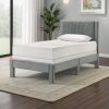 Cery Twin Size Platform Bed, Light Gray Upholstery, Textured Headboard