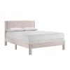 Cery Full Size Platform Bed, Pink Upholstery, Textured Headboard