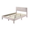 Cery Full Size Platform Bed, Pink Upholstery, Textured Headboard