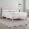 Cery Queen Size Platform Bed, Pink Upholstery, Textured Headboard