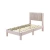 Cery Twin Size Platform Bed, Pink Upholstery, Textured Headboard