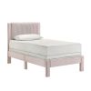 Cery Twin Size Platform Bed, Pink Upholstery, Textured Headboard