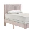 Cery Twin Size Platform Bed, Pink Upholstery, Textured Headboard