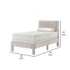 Cery Twin Size Platform Bed, Pink Upholstery, Textured Headboard