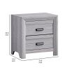 Laide Nightstand with 2 Drawers, Cup Handles, Gray Driftwood Finish Wood