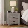 Laide Nightstand with 2 Drawers, Cup Handles, Gray Driftwood Finish Wood
