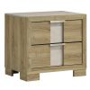 Amey Nightstand with 2 Drawers, White Trim and Driftwood Brown Finish