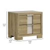 Amey Nightstand with 2 Drawers, White Trim and Driftwood Brown Finish