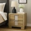 Amey Nightstand with 2 Drawers, White Trim and Driftwood Brown Finish